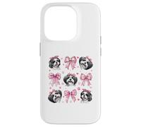 Shih Tzu Chien Maman Fille Coquette Noeud Rose Coque pour iPhone 14 Pro