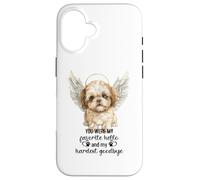 Shih Tzu Chien Memorial Ange Empreintes de Pattes Ailes Hardest Goodbye Coque pour iPhone 16