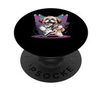 Shih Tzu Chien Shihtzu Jouant de la Guitare Rock Star Roll Shih Tzu PopSockets PopGrip Adhésif