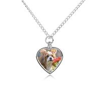 Shih Tzu Collier urne en forme de chien et de fleurs pour chien, chat, cendres, cœur, animal domestique, souvenir de crémation, pendentif étanche, bijoux commémoratifs, cadeaux pour femmes et hommes