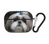 Shih Tzu Coque pour AirPods Pro 2, coque de protection rigide antichoc pour homme et femme, compatible avec coque Airpod Pro 2e/1ère génération avec porte-clés - Noir