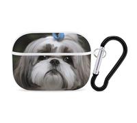 Shih Tzu Coque pour AirPods Pro 2, coque de protection rigide antichoc pour homme et femme, compatible avec coque Airpod Pro 2e/1ère génération, avec porte-clés, blanc