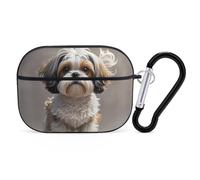 Shih Tzu Coque pour AirPods Pro avec anneau porte-clés - Coque rigide en polycarbonate pour AirPods Pro de 2e génération pour homme et femme - Facile à ouvrir - Style noir