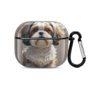 Shih Tzu Coque pour écouteurs Bluetooth en forme de chien - Protection intégrale contre les chocs - Coque rigide - Prend en charge le chargement sans fil avec porte-clés - Cadeau personnalisé pour