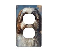Shih Tzu Couvercle de prise de courant en forme de chien Plaque murale décorative pour cuisine salle de bain Taille 7 x 11,4 cm