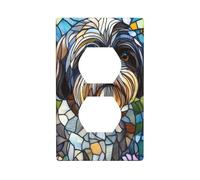Shih Tzu Couvercle de prise de courant en verre teinté pour interrupteur décoratif 1 gang pour cuisine, salle de bain, taille 7 x 11,4 cm