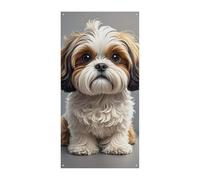 Shih Tzu Couverture de porte d'été en forme de chien - Grande bannière à suspendre - Pour porte d'entrée, fête, printemps, intérieur et extérieur