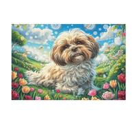 Shih Tzu dans Les Fleurs 1000 Pieces Casse-tête Adolescent en Carton Épais Haute Densité Difficulté Moyenne Activité ÉduChative Passe-Temps Cadeau Noël Pas Cher 1000 PCS/75x50cm