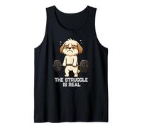 Shih Tzu Deadlift Gym Rat Struggle est Une Vraie Lutte pour Maman et Papa Débardeur