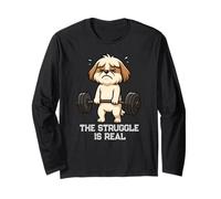 Shih Tzu Deadlift Gym Rat Struggle est Une Vraie Lutte pour Maman et Papa Manche Longue