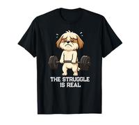 Shih Tzu Deadlift Gym Rat Struggle est Une Vraie Lutte pour Maman et Papa T-Shirt