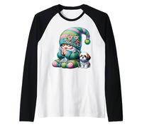 Shih Tzu Dog Grandpa Gnome Praying Hands For Christian Dad Manche Raglan