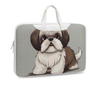 Shih Tzu Dog1 Sac à bandoulière en cuir imprimé pour homme et femme Sac à bandoulière pour voyage, bureau, ordinateur portable, Style blanc, 37x28cm