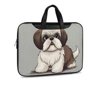 Shih Tzu Dog1 Sac à bandoulière en cuir imprimé pour homme et femme Sac à bandoulière pour voyage, bureau, ordinateur portable, Style noir, 42x30.5cm