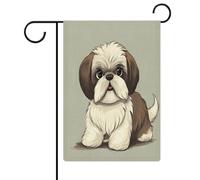 Shih Tzu Drapeau de jardin pour maison, pelouse, panneau de bienvenue, bannière double face, petits drapeaux personnalisés pour piscine, cour, extérieur, décoration murale, 32,6 x 47,5 cm