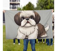 Shih Tzu Drapeau d'extérieur personnalisé pour toutes les saisons - Bannière de jardin robuste avec œillets en laiton, résistante aux intempéries et à la décoloration, décoration de cour pour balcon