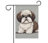 Shih Tzu Drapeaux de jardin pour chien printemps été 30,5 x 45,7 cm double face pour extérieur, drapeaux saisonniers et bannières pour patio, cour, terrasse, porche, jardin, terrasse, balcon, pelouse