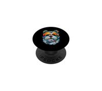 Shih Tzu Géométrique Pop Art Gros Plan Portrait Chiot Face PopSockets PopGrip Adhésif
