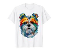 Shih Tzu Géométrique Pop Art Gros Plan Portrait Chiot Face T-Shirt Graphique avec Valeur
