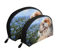 Shih Tzu, Gros Plan, Trousse de Maquillage Coquille Femme Petit Porte-Monnaie Trousse de Toilette Trousse à cosmétiques 2 pièces