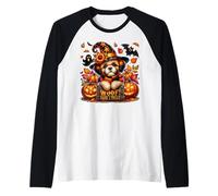 Shih Tzu Halloween Pumpkin Ghost and Bat for Shih Tzu Mom Manche Raglan