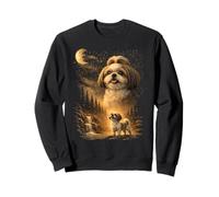 Shih Tzu Howling to The Moon Vintage 90s Funny Dog Owner Sweatshirt