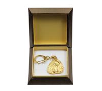 Shih Tzu I - Porte-clés doré avec chien dans boîte cadeau, décoration de sac à m