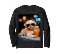 Shih Tzu Iced Coffee Late Night Chill Dog Lover Apparel Manche Longue