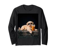 Shih Tzu Iced Coffee Late Night Chill Dog Lover Apparel Manche Longue