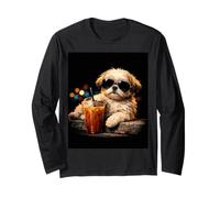 Shih Tzu Iced Coffee Late Night Chill Dog Lover Apparel Manche Longue