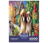 Shih Tzu Jigsaw Puzzle Jeu De Décompression 1000 Pièces Chiots Noël Puzzle Décoration Intérieure Idées Cadeaux pour Adultes Et Enfants À Partir De 12 Ans 70x50cm/1000pcs