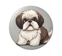 Shih Tzu Lot de 1 pin's ronds en métal avec motif chien 6,1 cm pour loisirs créatifs, Noël, projets de fête