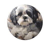 Shih Tzu Lot de 5 boutons ronds en métal pour photos, loisirs créatifs, Noël, projets de fête - 6,1 cm