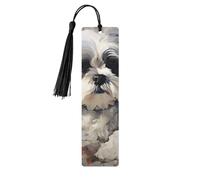 Shih Tzu Marque-page en bois à faire soi-même avec pompons colorés - Cadeau insolite pour les amateurs de livres, hommes et femmes