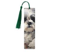Shih Tzu Marque-page en bois à faire soi-même avec pompons colorés - Cadeau insolite pour les amateurs de livres, hommes et femmes