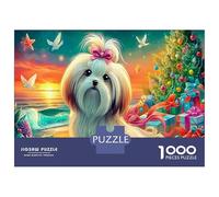 Shih Tzu par Flower Beach Puzzle 1000 Pièces pour Adultes Et Enfants À Partir De 12 Ans Jeux Défi Jouets Éducatifs Pet Urbain Qualité Supérieure Décoration Maison Loisirs Créatifs 70x50cm/1000pcs