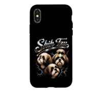 Shih Tzu Pet Lover Art Rétro Chien Maman Papa Coque pour iPhone X/XS