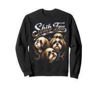 Shih Tzu Pet Lover Art Rétro Chien Maman Papa Sweatshirt