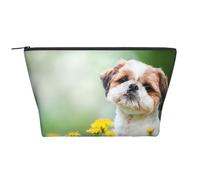 Shih Tzu Petits Chiens Mignons Chiot Bouclé Animaux Champ, Trousse de Toilette Trousse de Maquillage Sac à cosmétiques Trousse de Toilette de Voyage Portable