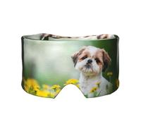 Shih Tzu Petits chiens mignons Chiots bouclés Animaux de compagnie Champ,Masque pour les yeux bloquant la lumière Cache-yeux et cache-oreilles pour le sommeil