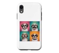 Shih Tzu Photobooth Portrait de Visage d'animal Domestique avec Lunettes de Soleil Coque pour iPhone XR