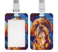 Shih Tzu Porte-badge d'identification rétractable en verre teinté avec clip pour carte de protection pour le travail, le bureau, les médecins, les infirmières