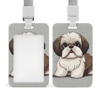 Shih Tzu Porte-badge vertical pour chien avec lanière détachable et robuste Porte-badge étanche pour infirmière, officier, enseignant, personnel de sécurité