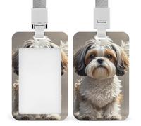 Shih Tzu - Porte-badge vertical pour chien - Étanche - Avec cordon amovible durable - Pour enseignants de bureau et d'usine