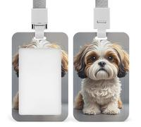 Shih Tzu - Porte-badge vertical pour chien - Étanche - Avec cordon amovible durable - Pour enseignants de bureau et d'usine