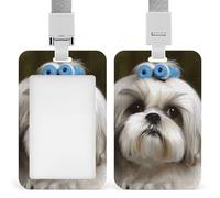 Shih Tzu - Porte-badge vertical pour chien - Étanche - Avec cordon amovible durable - Pour enseignants de bureau et d'usine