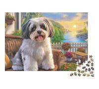 Shih Tzu Puzzle 1000 Pièces - Challenge Cérébral Adultes, Ambiance Zen, Qualité Supérieure, Déco Murale, 52x38cm/1000pcs