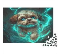 Shih Tzu Puzzle 1000 Pièces Educa Jouet en Bois Divertissement Créatif Décoration Intérieure Lumière mystérieuse Jeu Éducatif Challenge Toy Adultes Et Enfants À Partir De 14 Ans 1000pcs (75x50cm)
