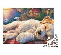 Shih Tzu Puzzle 1000 Pièces - Puzzle Cozy Soir D’Hiver, Carton Premium, Challenge en Duo, Poster pour Déco, 52x38cm/1000pcs