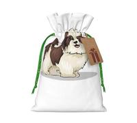 Shih Tzu Sac de Noël avec cordon de serrage Motif chien Taille M
